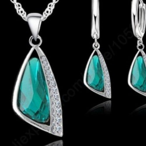 Crystal Jewelry Sets For Women 0 Elegant Wedding Jewelry Sets 925 Sterling Silver Crystal Hoop Earrings Necklace Set