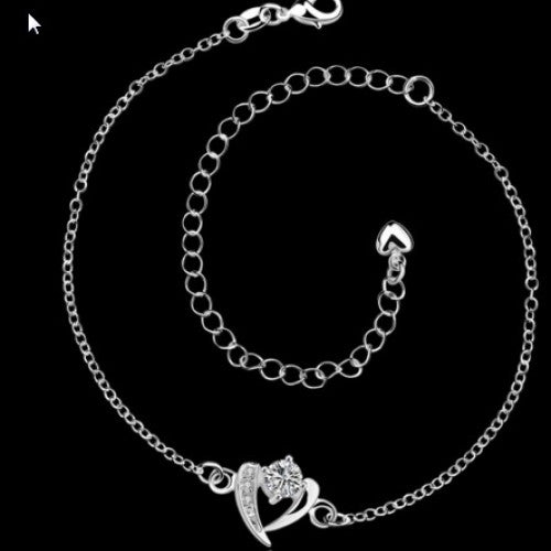 Tornozeleira Femininas Foot Chain - 925 silver love ankle jewelry bracelet